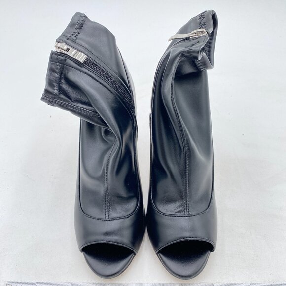 Black Women Dressy Peep Toe High Heel Ankle Boots Stiletto Side Zipper Shoes - Picture 2 of 6